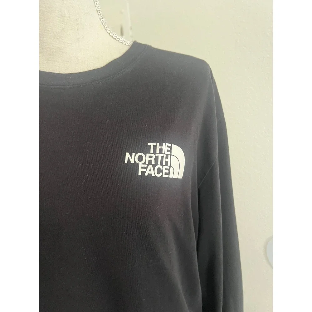 The North Face Mens Black Long Sleeve Circular Design Box Logo Graphic Tee Large